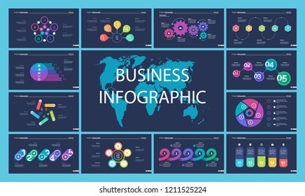 Set of planning or strategy concept infographic charts. Business diagrams for presentation slide templates. For corporate report, advertising, banner and brochure design