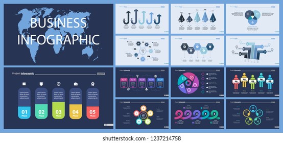 Set of planning or strategy concept infographic charts. Business diagrams for presentation slide templates. For corporate report, advertising, banner and brochure design