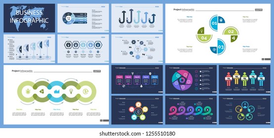 Set of planning or strategy concept infographic charts. Business diagrams for presentation slide templates. For corporate report, advertising, banner and brochure design