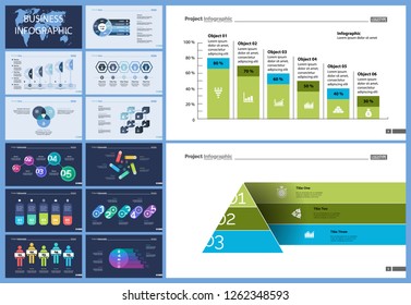 Set of planning or strategy concept infographic charts. Business diagrams for presentation slide templates. For corporate report, advertising, banner and brochure design