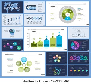 Set of planning or strategy concept infographic charts. Business diagrams for presentation slide templates. For corporate report, advertising, banner and brochure design