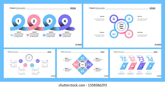 Set of planning or strategy concept infographic charts. Business diagrams for presentation slide templates. For corporate report, advertising, banner and brochure design