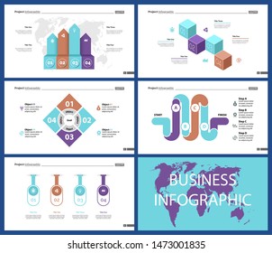Set of planning or strategy concept infographic charts. Business diagrams for presentation slide templates. For corporate report, advertising, banner and brochure design