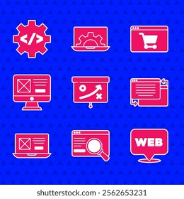 Set Planning strategy concept, UI or UX design, Web and graphic, Online shopping screen and Front end development icon. Vector