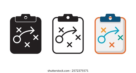set of planning strategy icon with clipboard vector design