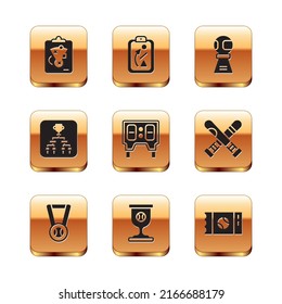 Set Planning strategy, Medal with baseball ball, Award cup, Baseball mechanical scoreboard, Championship tournament bracket, ticket and  icon. Vector