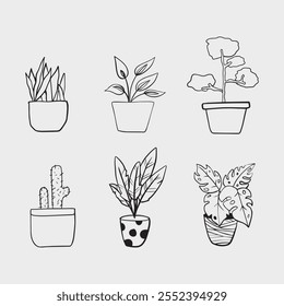 Set Of Plant doodle hand drawn illustration