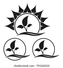 Set of plant eco logo. Leaf icon. Organic logo template. 