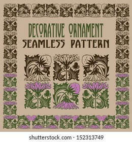 set of plant elements for design, creating borders, frames and backgrounds 