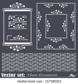 set of plant elements for design, creating borders, frames and backgrounds 