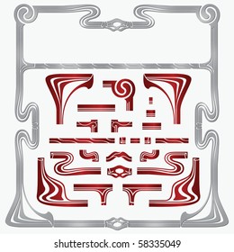 set of plant elements for design, creating borders, frames and backgrounds