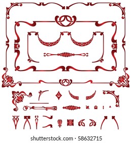 set of plant elements for design, creating borders, frames and backgrounds