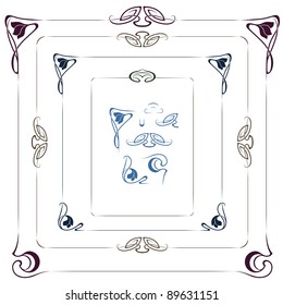 set of plant elements for design, creating borders, frames and backgrounds