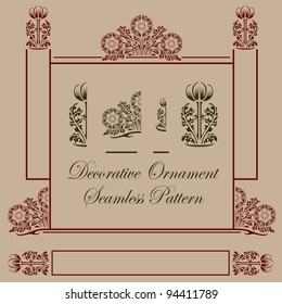 set of plant elements for design, creating borders, frames and backgrounds