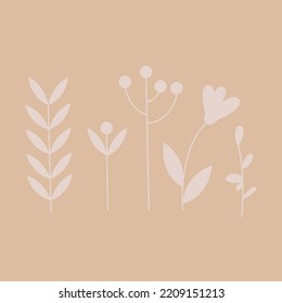 set of plant flowers for postcard or background