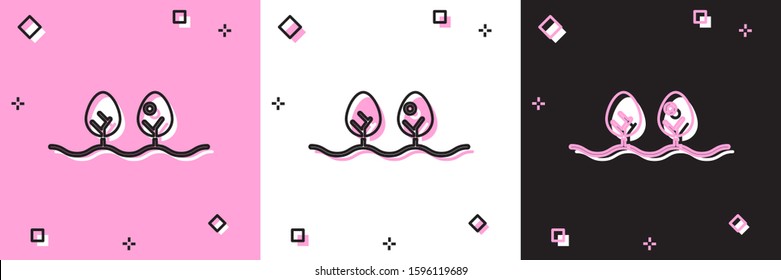 Set Plant icon isolated on pink and white, black background.  Vector Illustration