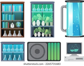 Set of plant laboratory experiment illustration