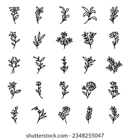 Set of plant line icon vector