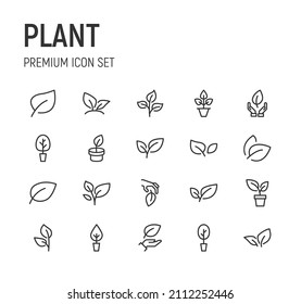 Set of plant line icons. Premium pack of signs in trendy style. Pixel perfect objects for UI, apps and web. 