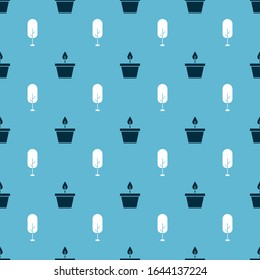 Set Plant in pot and Tree on seamless pattern. Vector