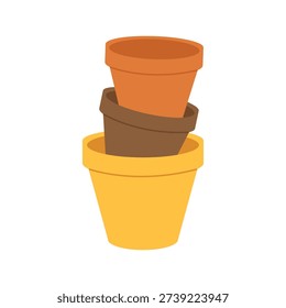 Set of plant pots. Vector isolated flat illustration.