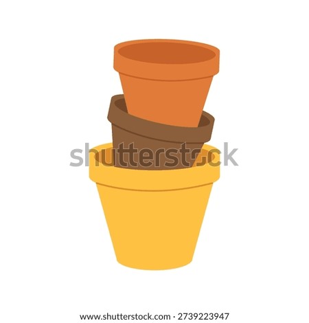 Set of plant pots. Vector isolated flat illustration.