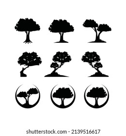 Set of plant and tree silhouette