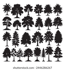 Set of plant and tree silhouette