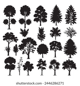 Set of plant and tree silhouette