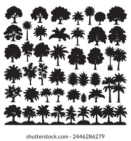 Set of plant and tree silhouette