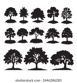 Set of plant and tree silhouette