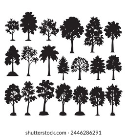 Set of plant and tree silhouette