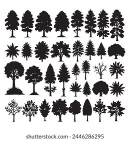 Set of plant and tree silhouette