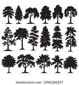 Set of plant and tree silhouette