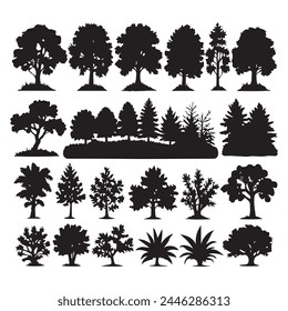 Set of plant and tree silhouette