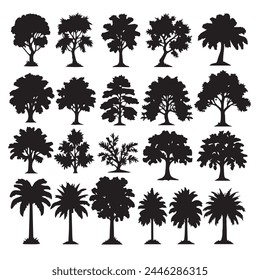 Set of plant and tree silhouette