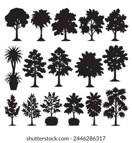 Set of plant and tree silhouette