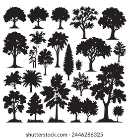 Set of plant and tree silhouette
