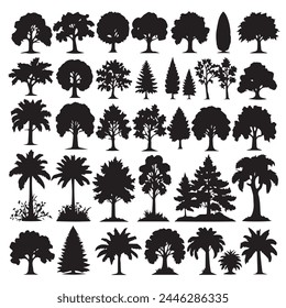 Set of plant and tree silhouette