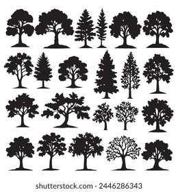 Set of plant and tree silhouette