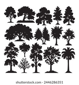 Set of plant and tree silhouette
