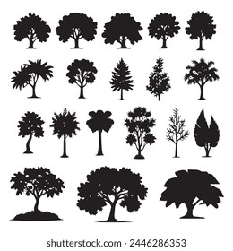 Set of plant and tree silhouette