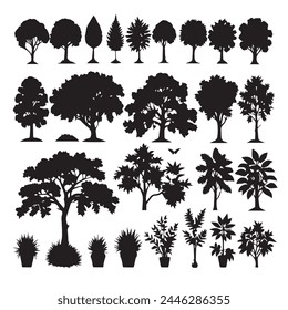 Set of plant and tree silhouette