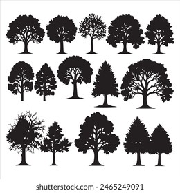 Set of plant and tree silhouette