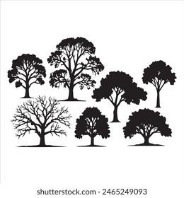 Set of plant and tree silhouette