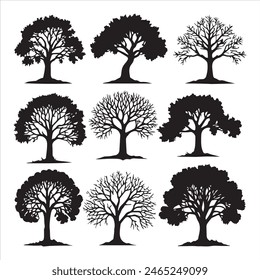 Set of plant and tree silhouette