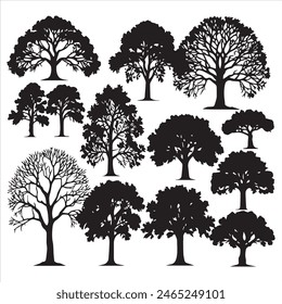 Set of plant and tree silhouette