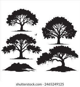 Set of plant and tree silhouette
