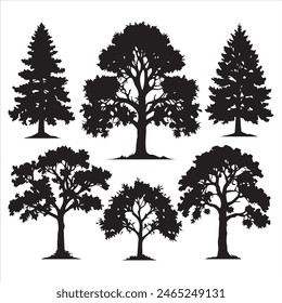 Set of plant and tree silhouette