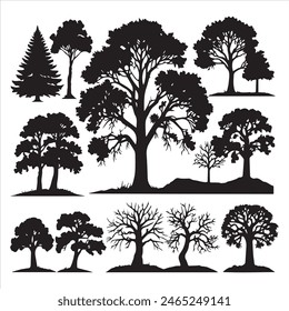 Set of plant and tree silhouette